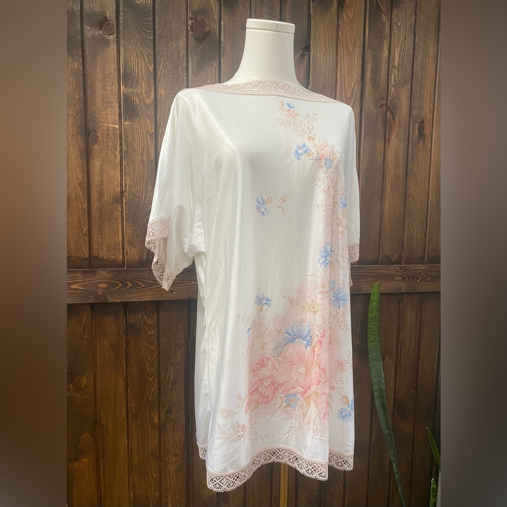 Vintage JCPenney Satin Nightgown with Floral Design